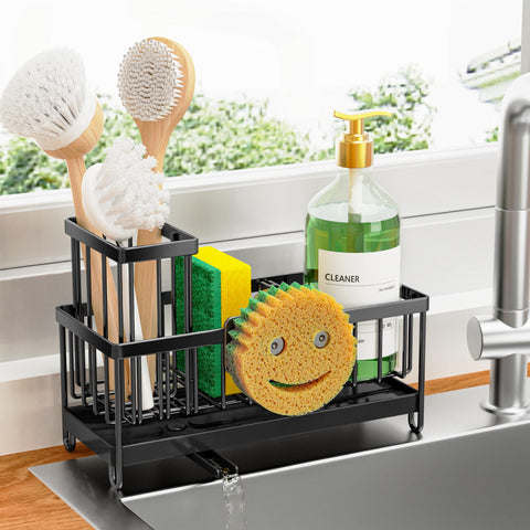 Cisily smiley face dish sponge holder keeps kitchen counters dry and organized