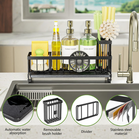 Cisily brush holder neatly organizes kitchen tools and sponges.