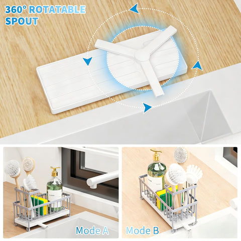 Cisily countertop organizer keeps utensils and scrubbers within reach.