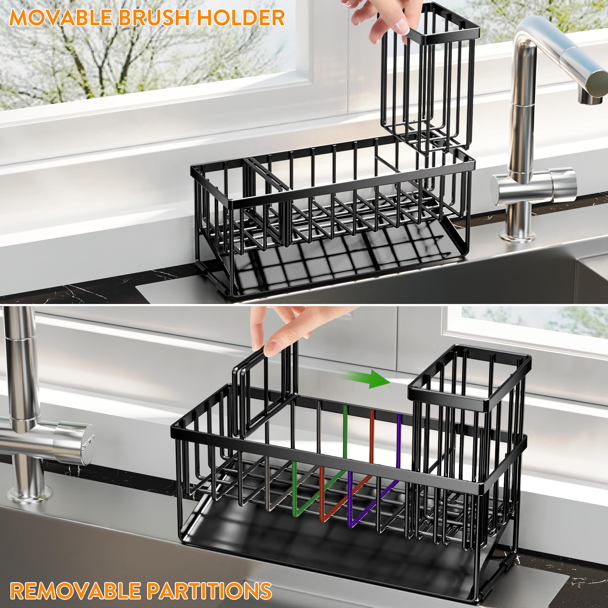 Cisily countertop soap dispenser organizer neatly arranges bottles and brushes