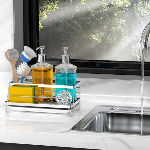 Cisily dish soap area supports easy placement of a soap dispenser.