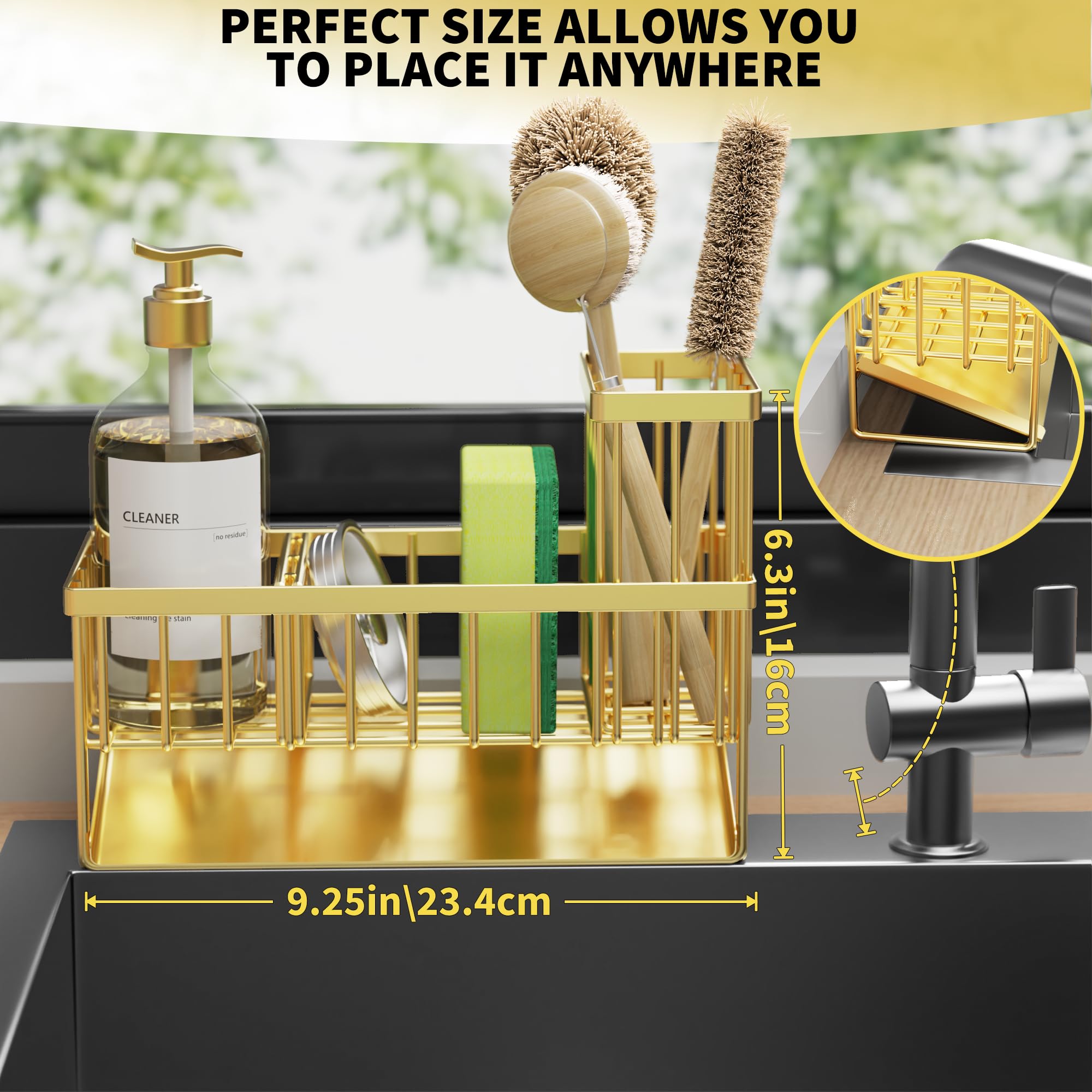 Cisily Gold Sink Caddy brush holder with upgrade, organizes brushes neatly