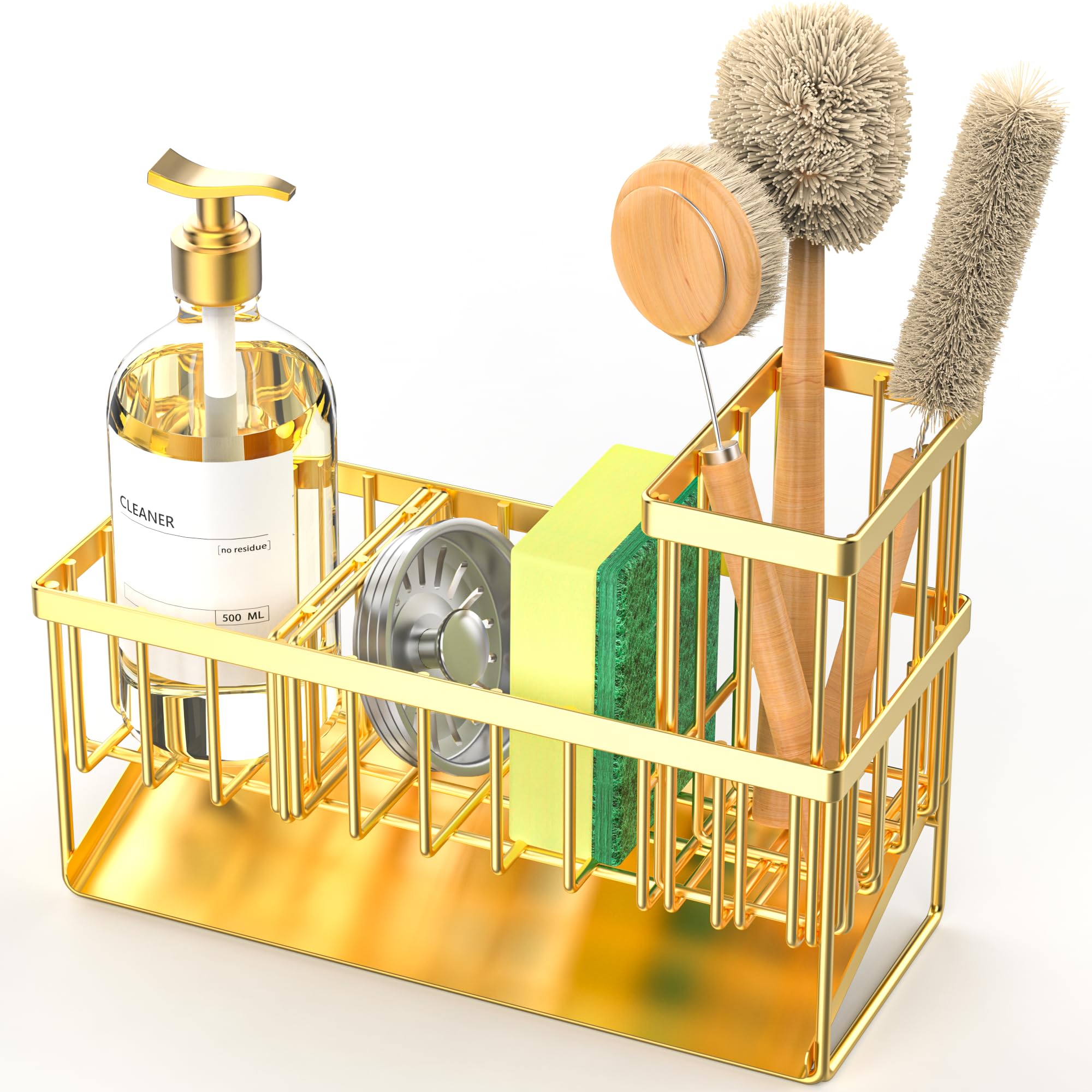 Cisily Gold Sink Caddy onCounter setup for sleek kitchen storage
