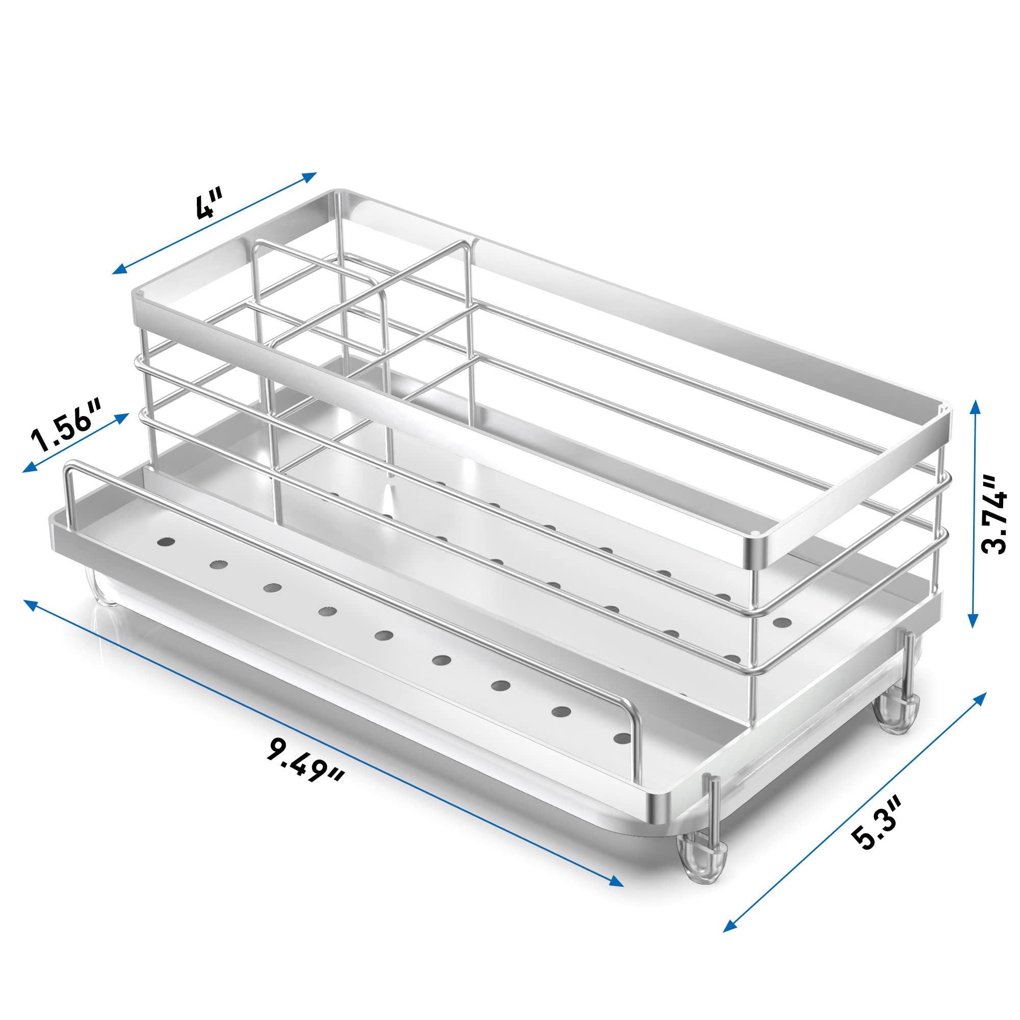 Cisily ready-to-use countertop organizer fits on counters or near sinks.