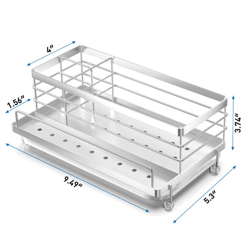 Cisily ready-to-use countertop organizer fits on counters or near sinks.