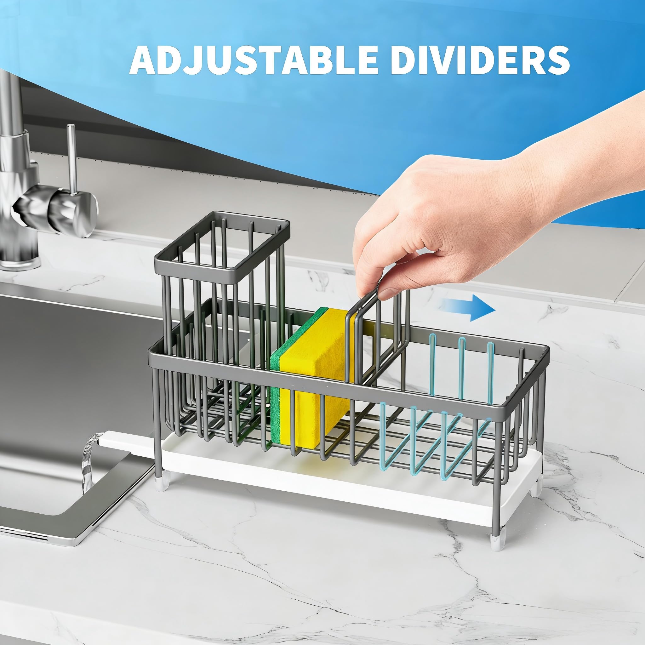 Cisily rustproof 304 stainless steel sink organizer resists moisture.