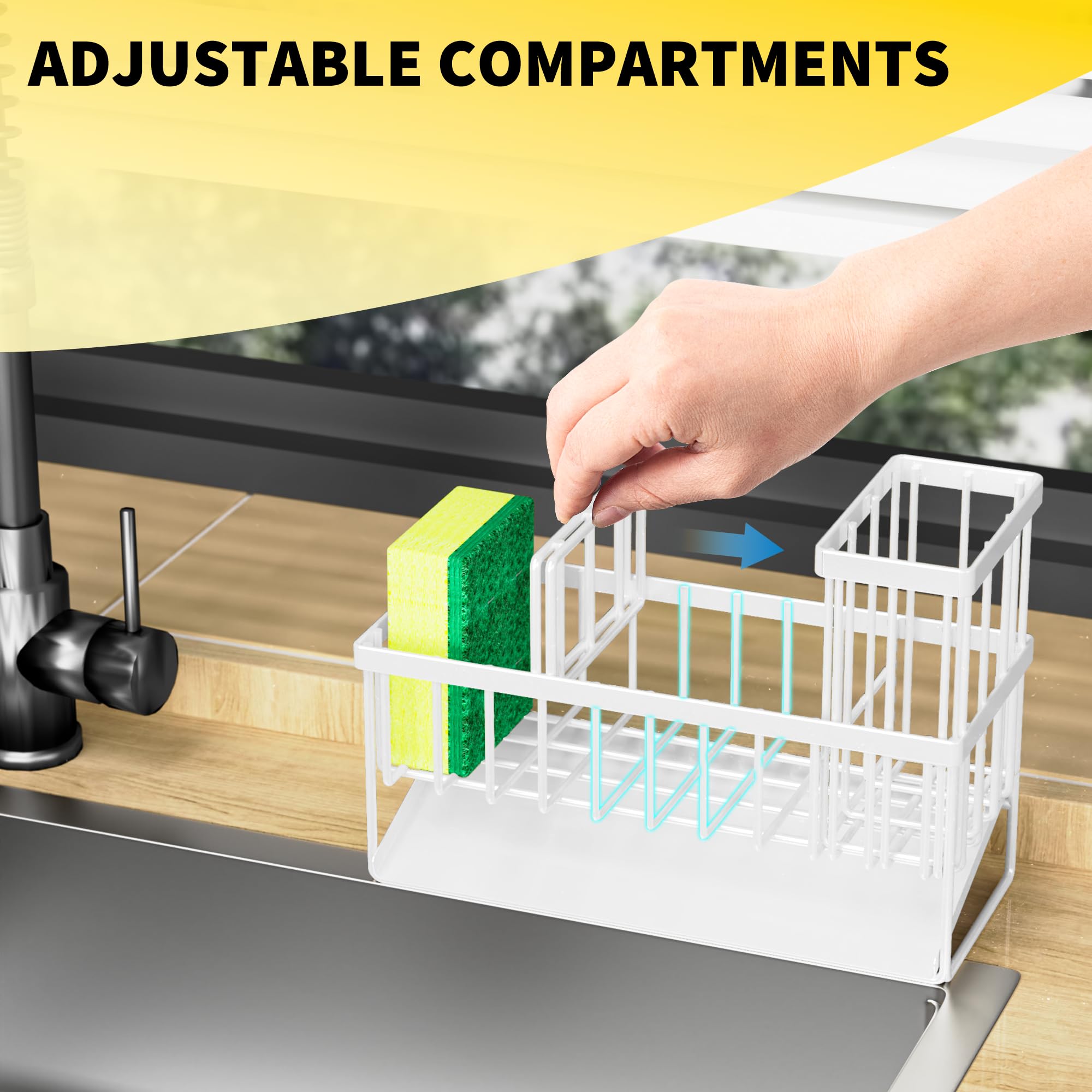 Cisily sink caddy compact size fits small kitchens.