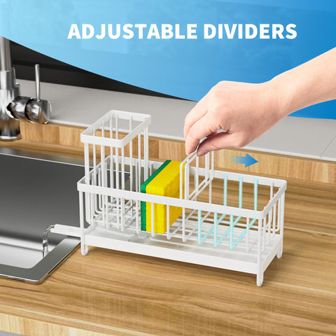 Cisily three-compartment divider organizes sponge, bottle, and brushes for easy access.