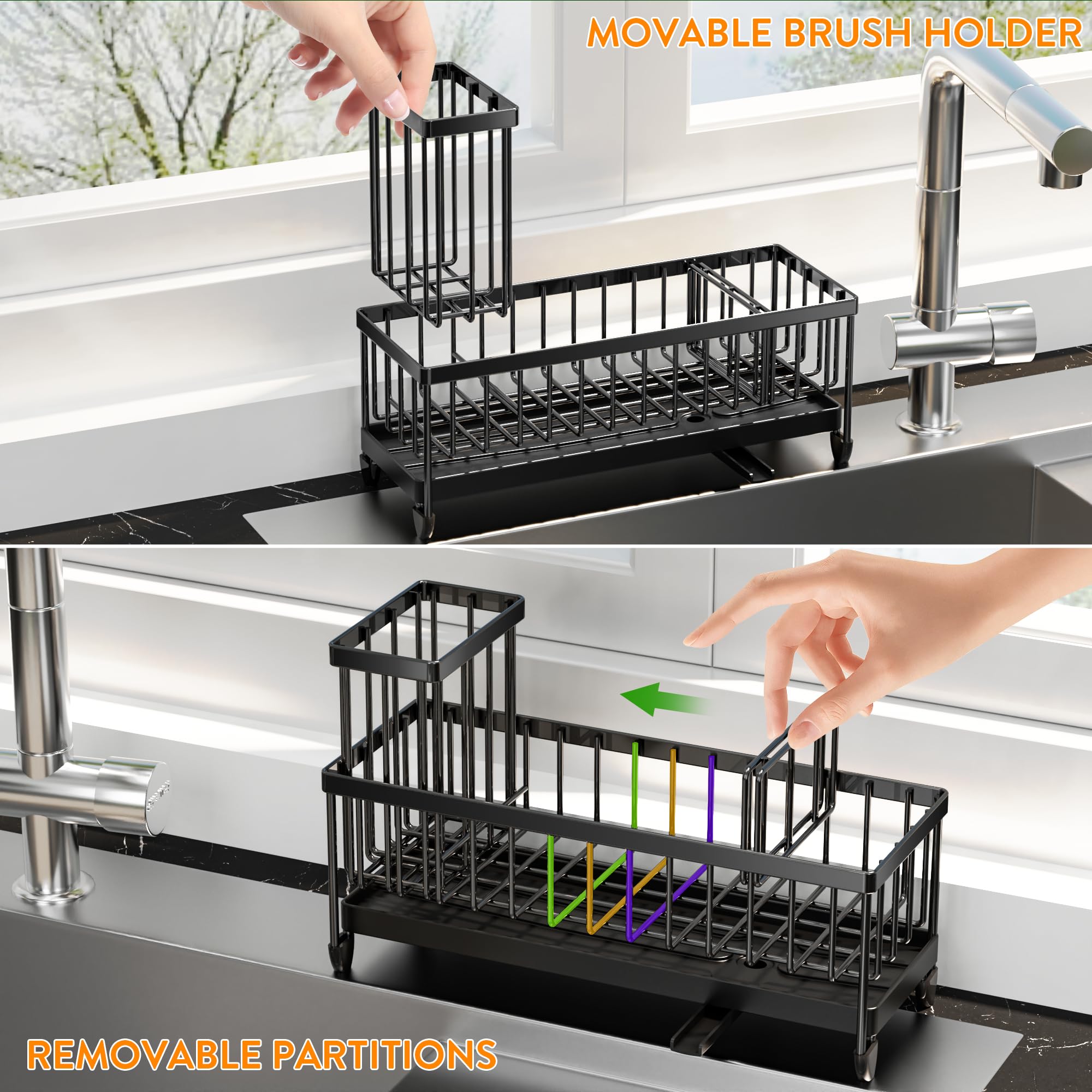 Cisily non-slip feet stabilize the organizer on counters.
