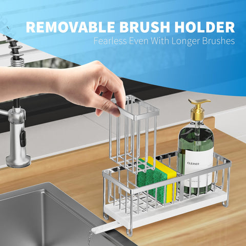 Cisily sink organizer with high brush holder for up to four brushes