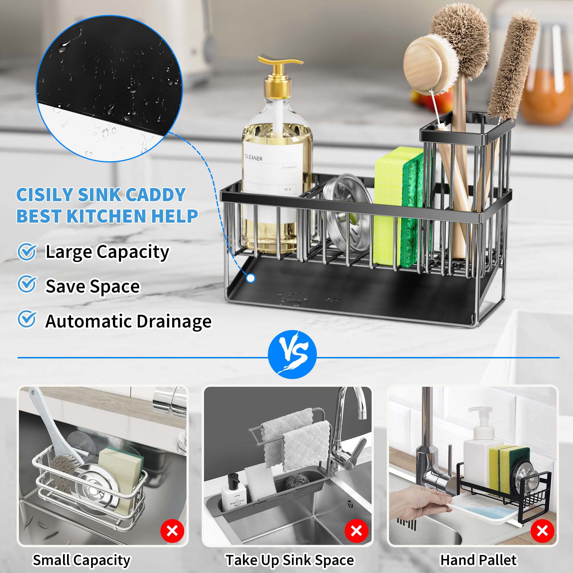 Cisily sponge holder keeps sponges dry and accessible after washing