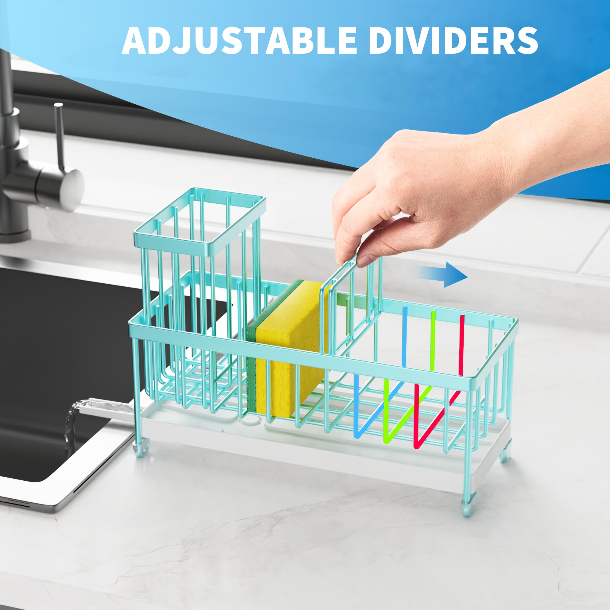 Cisily sponge holder with high brush holder for upright brushes and quick drying