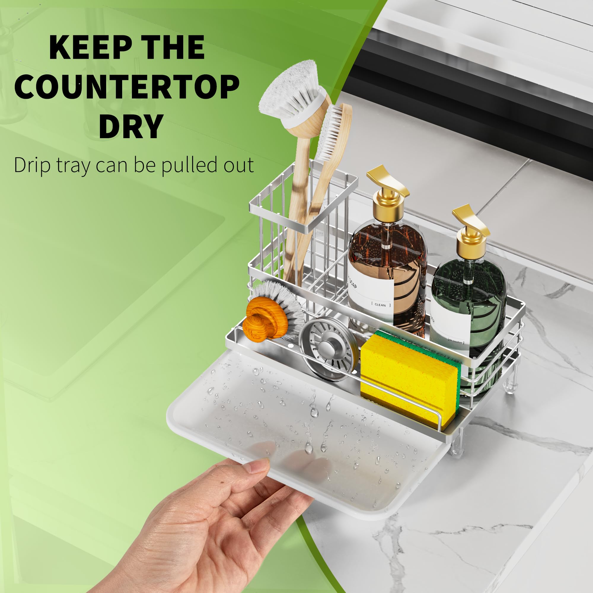 Cisily sponge holder for sink keeps sponges dry and handy.
