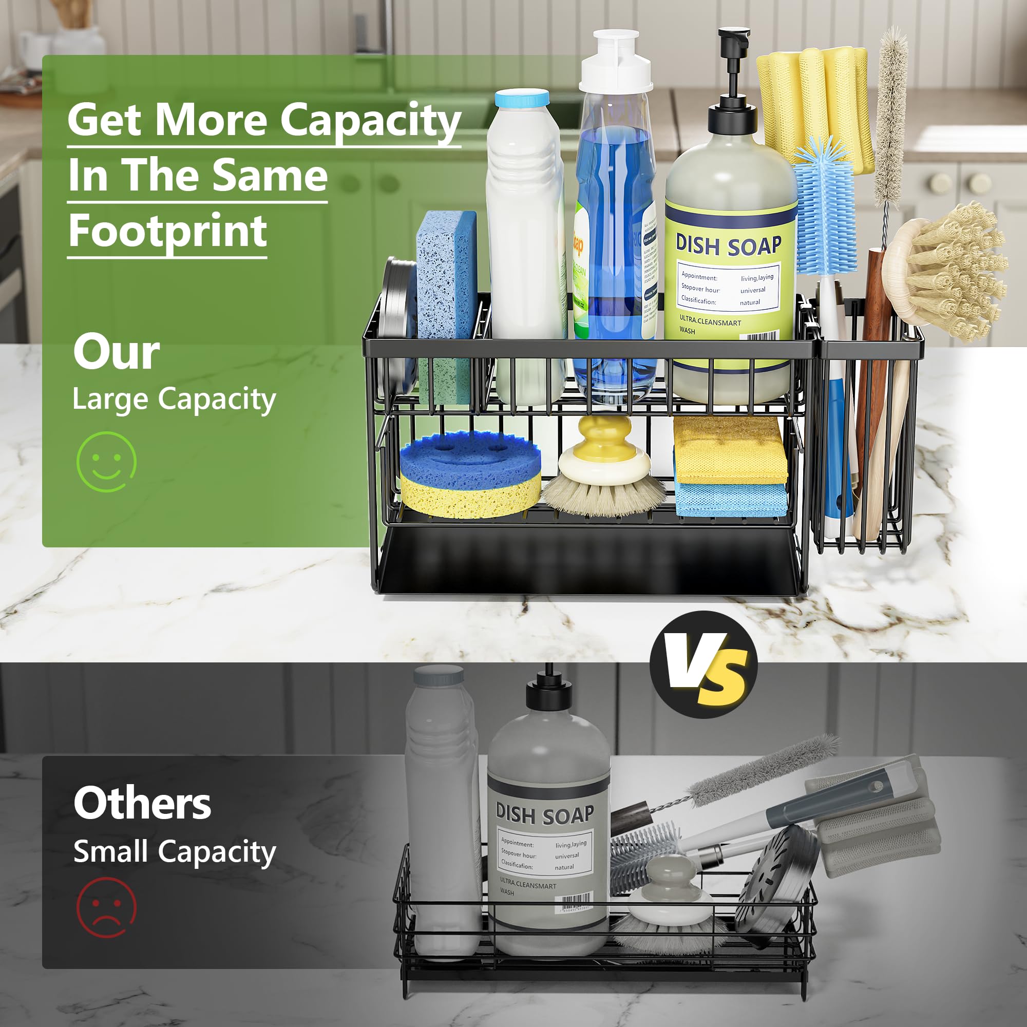 Cisily sponge holder in sink keeps cleaning essentials within easy reach