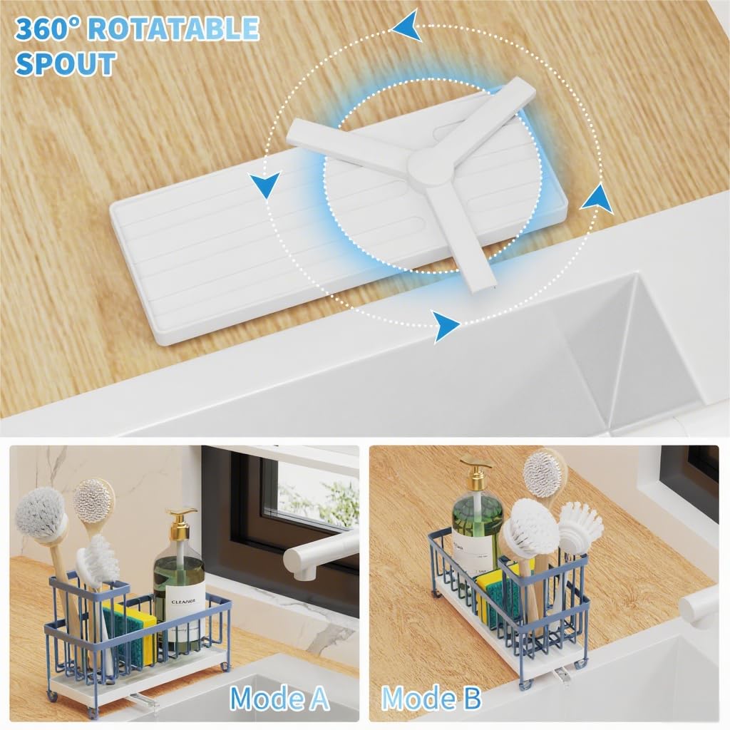 Cisily sponge holder compact footprint fits small kitchens and holds brushes and sponge.