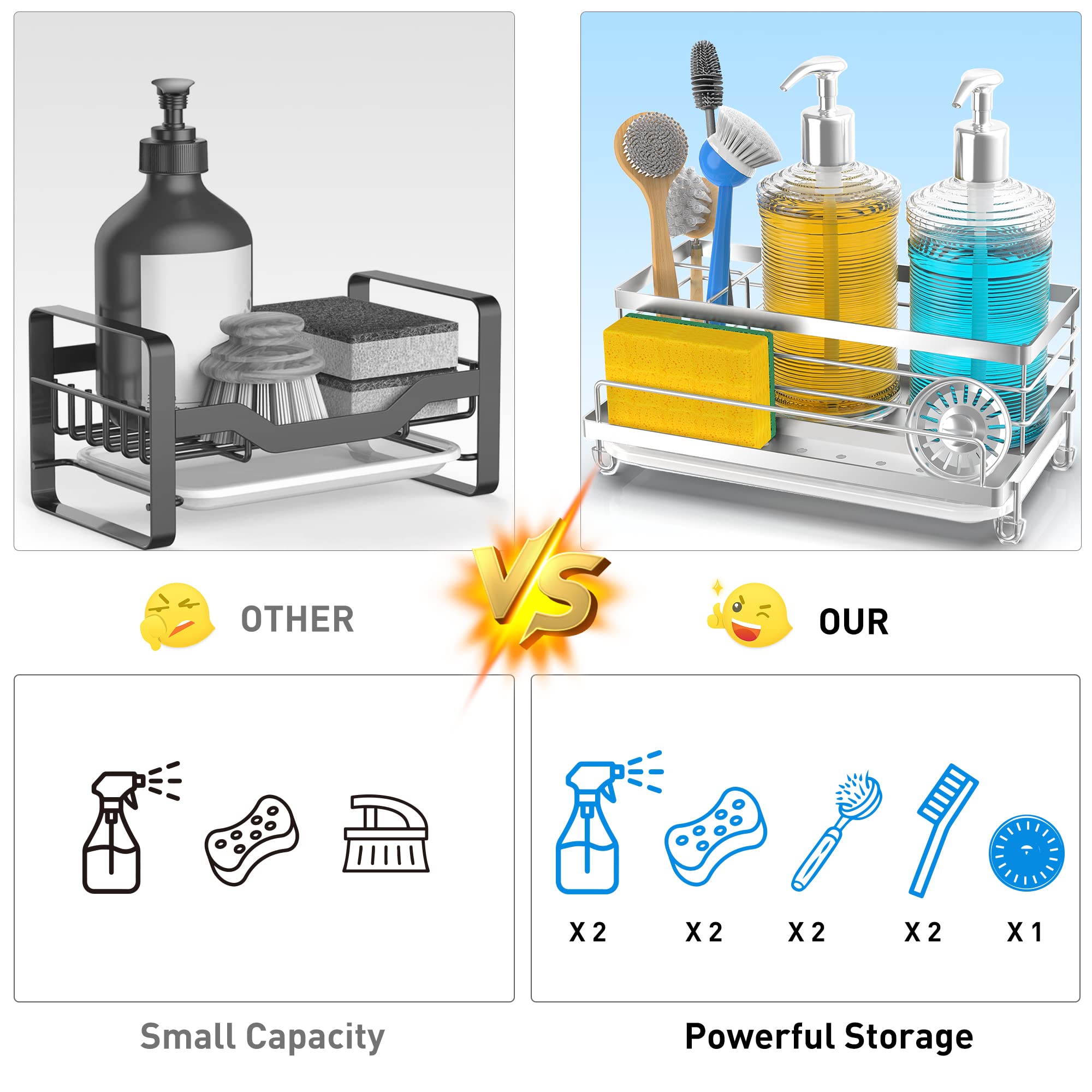 Cisily stainless steel sponge holder rustproof for durable kitchen use.