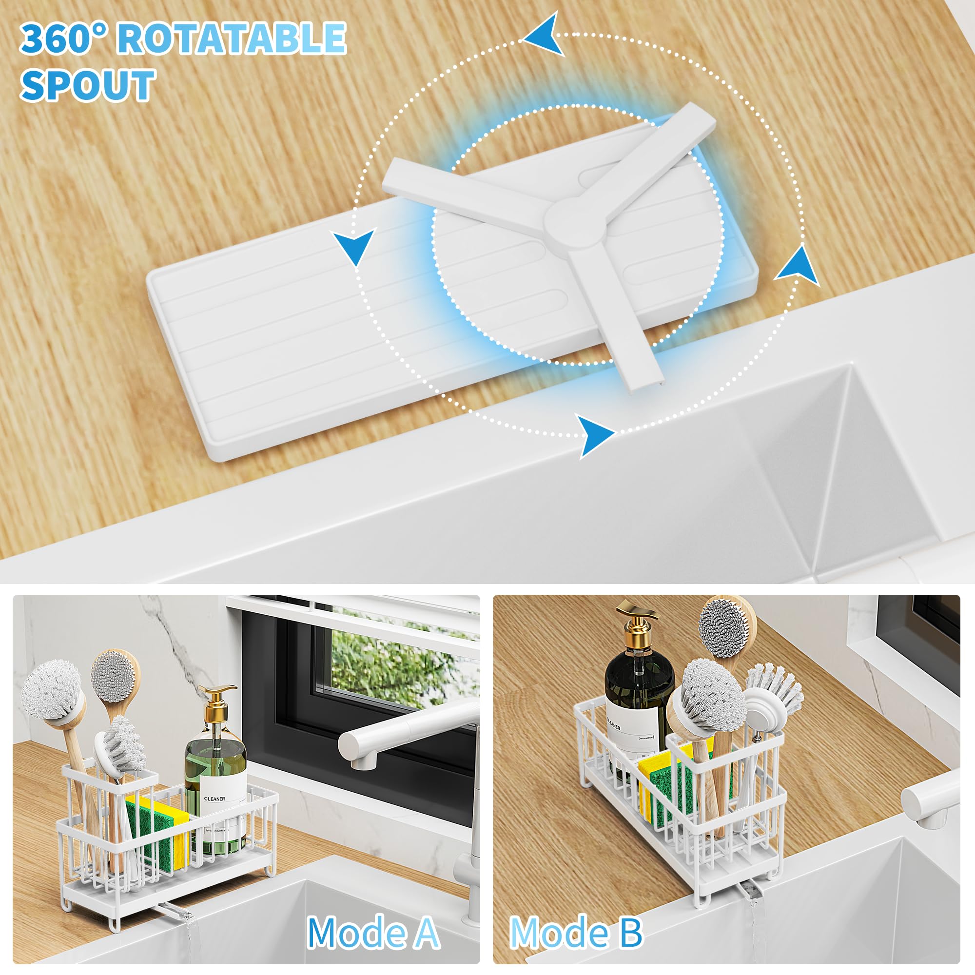 Cisily rotatable spout directs water to the sink, reducing countertop drips.
