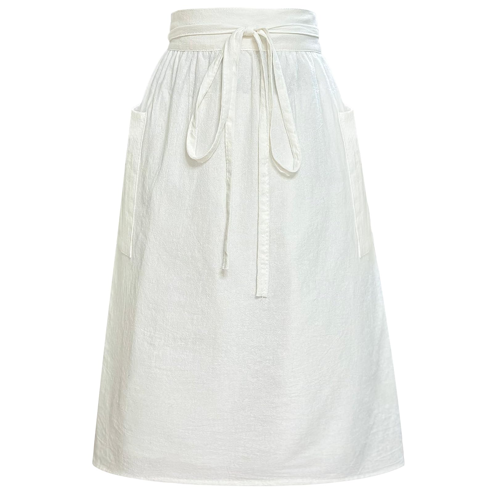 Cityelf cotton linen half apron front view shows soft fabric and full coverage.