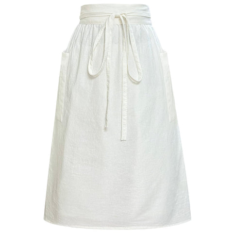 Cityelf cotton linen half apron front view shows soft fabric and full coverage.