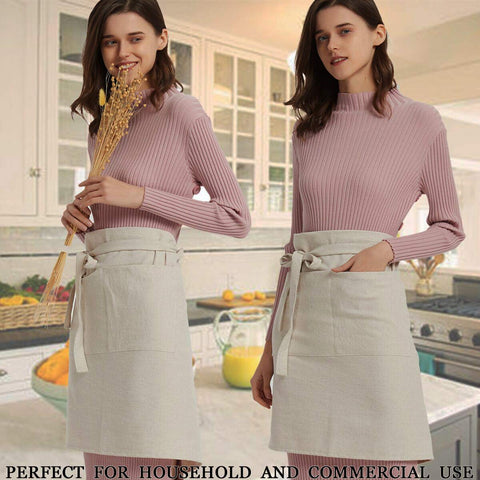 Cityelf Linen Server Apron full coverage protects clothing from splatters.