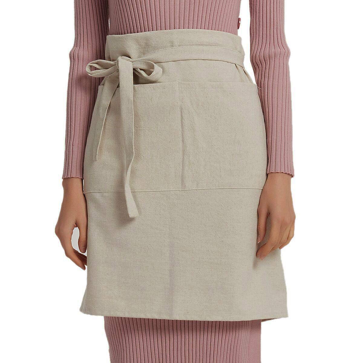 Cityelf Linen Server Apron pocket closeup showing large front pockets for tools.