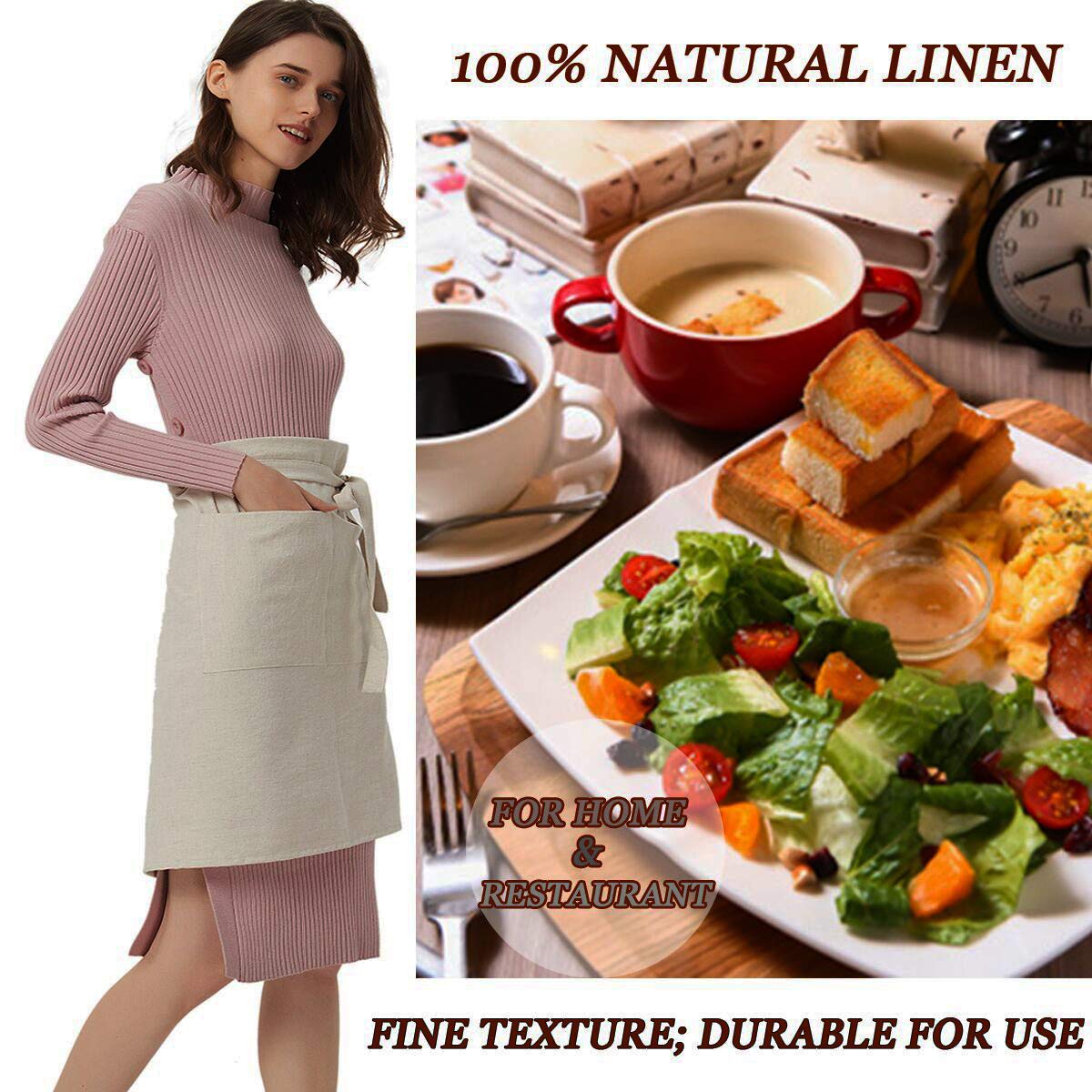 Cityelf Linen Server Apron stylish half-apron design for cooks and servers.