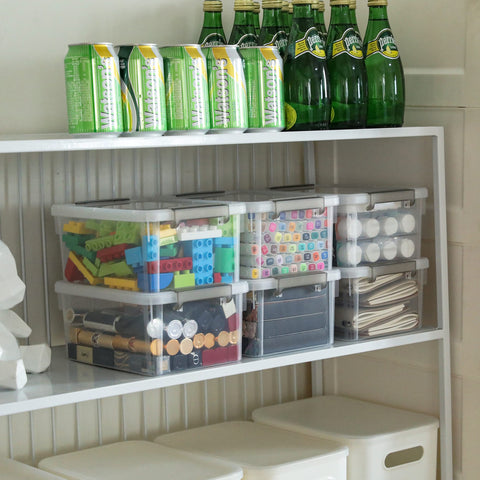 Citylife clear plastic storage bin with lid showing contents at a glance.