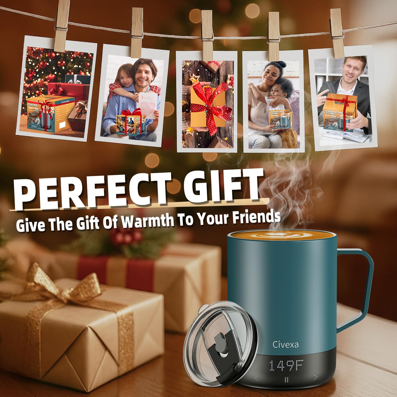 Civexa app-ready mug with customizable temperature presets.