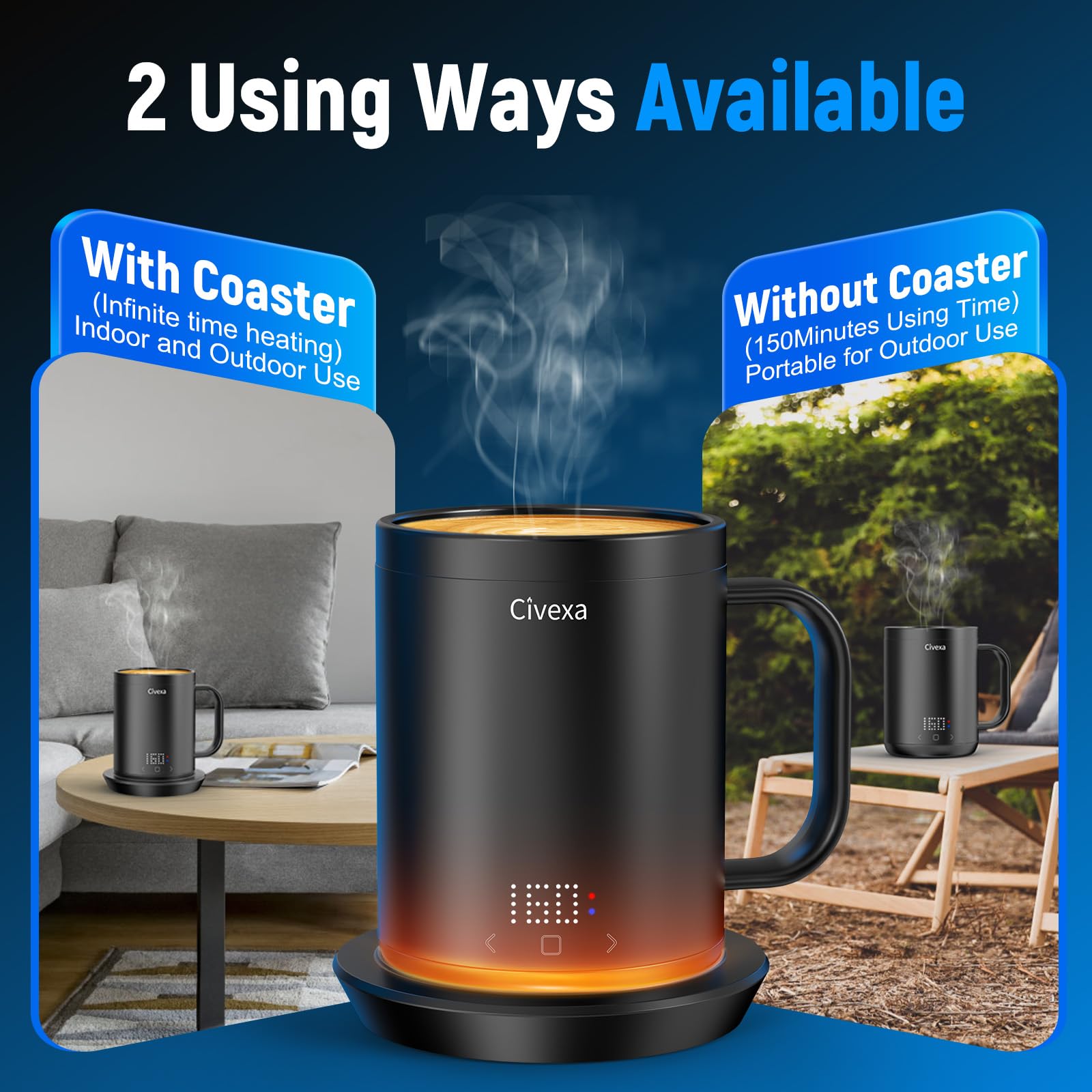 Civexa coaster for mug heat retention on a tidy desk