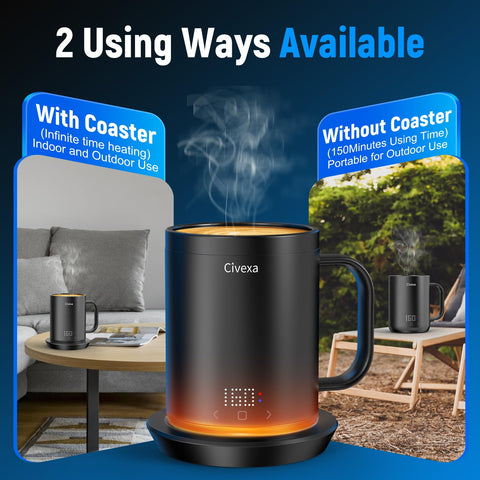 Civexa coaster for mug heat retention on a tidy desk