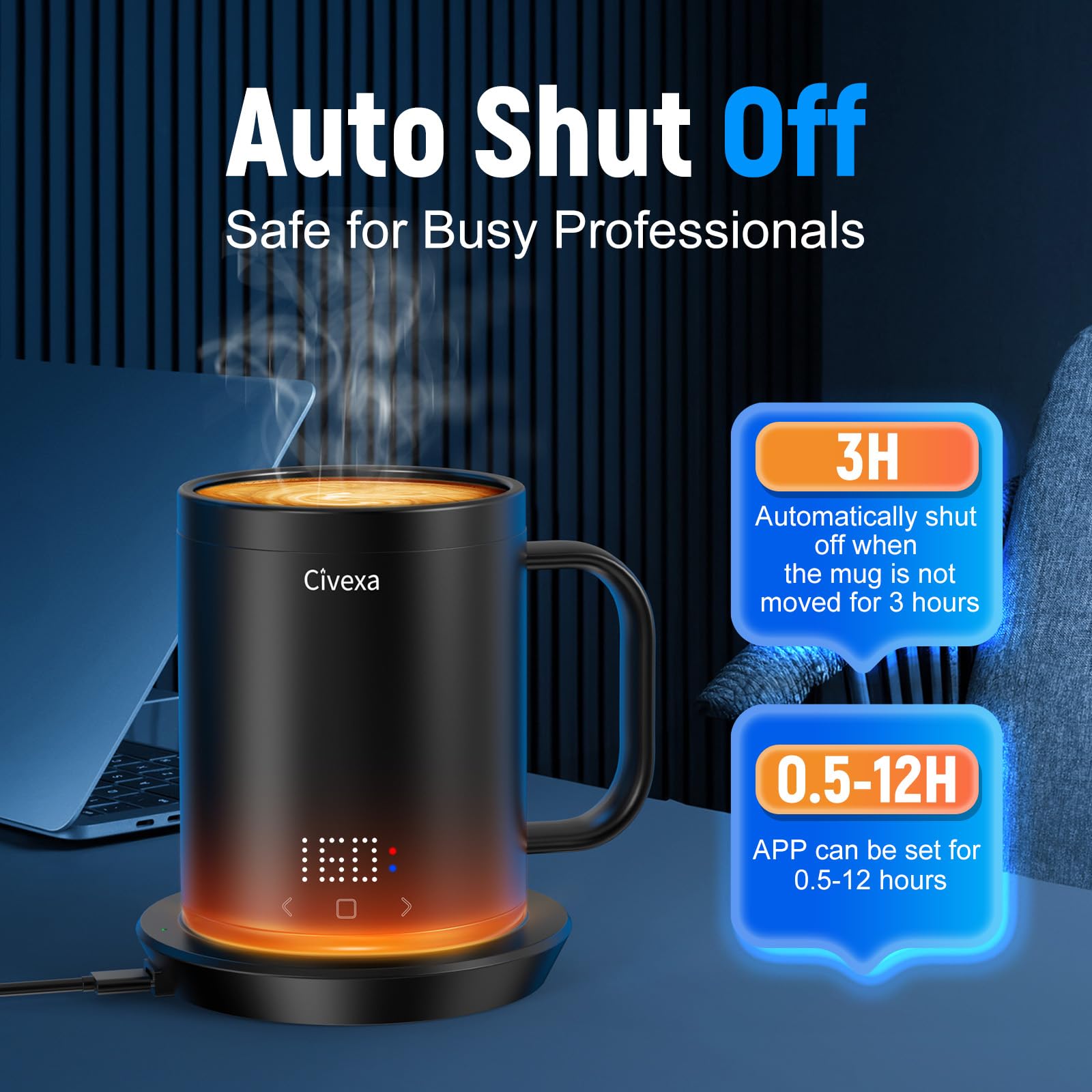 Civexa gift-ready heated mug ideal for coffee lovers