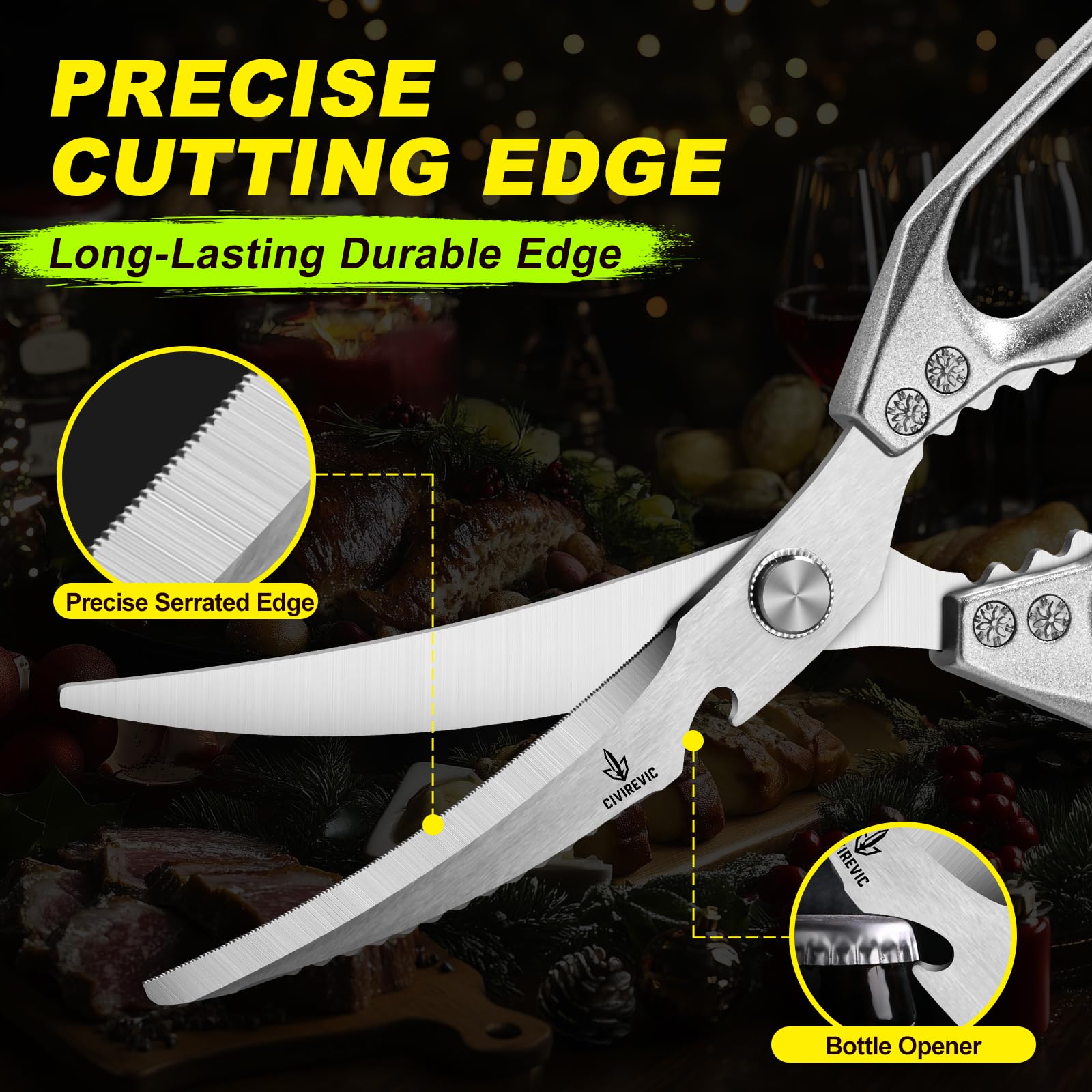 CIVIREVIC ergonomic, non-slip grip for comfortable extended chopping