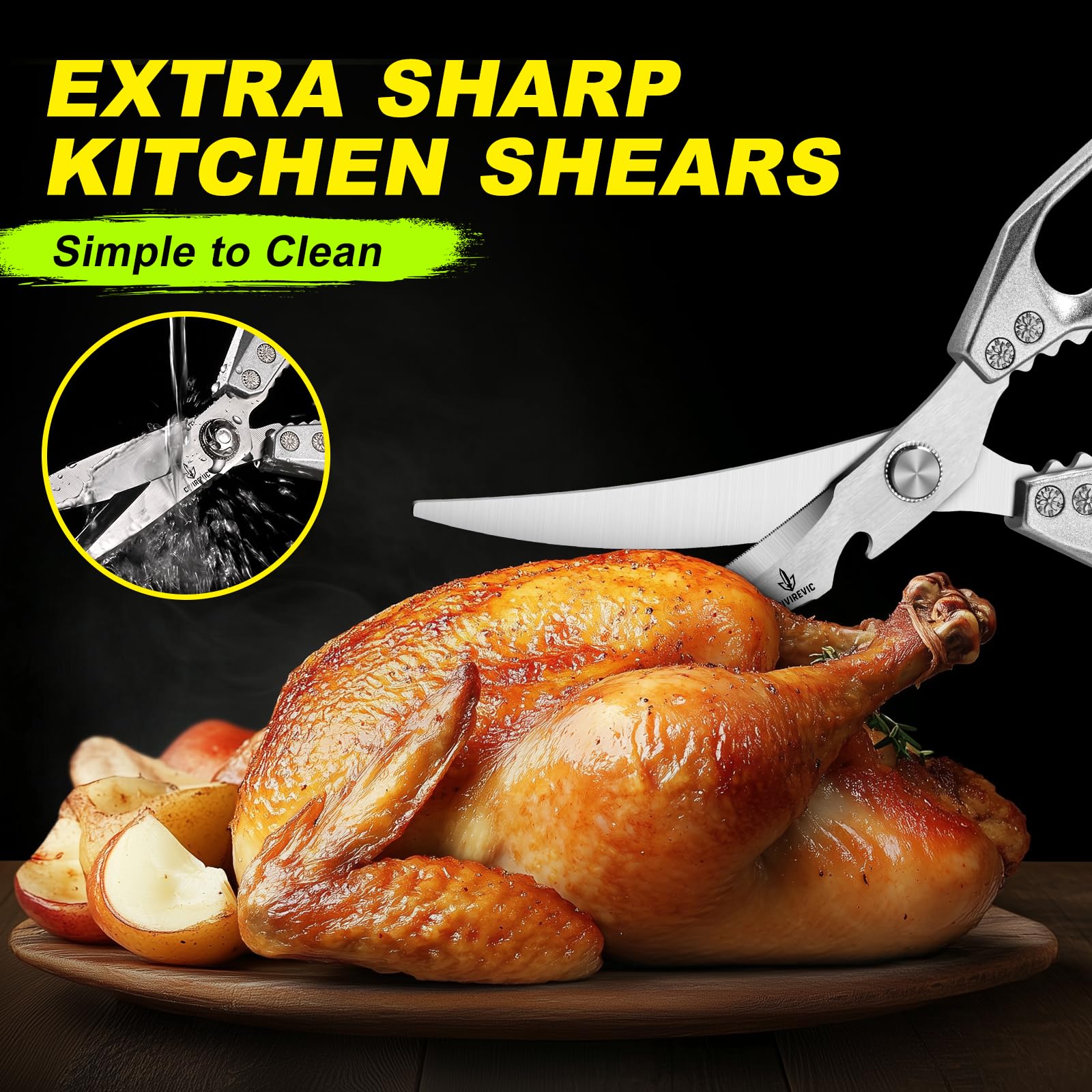 CIVIREVIC heavy-duty stainless steel blade in a cutting task