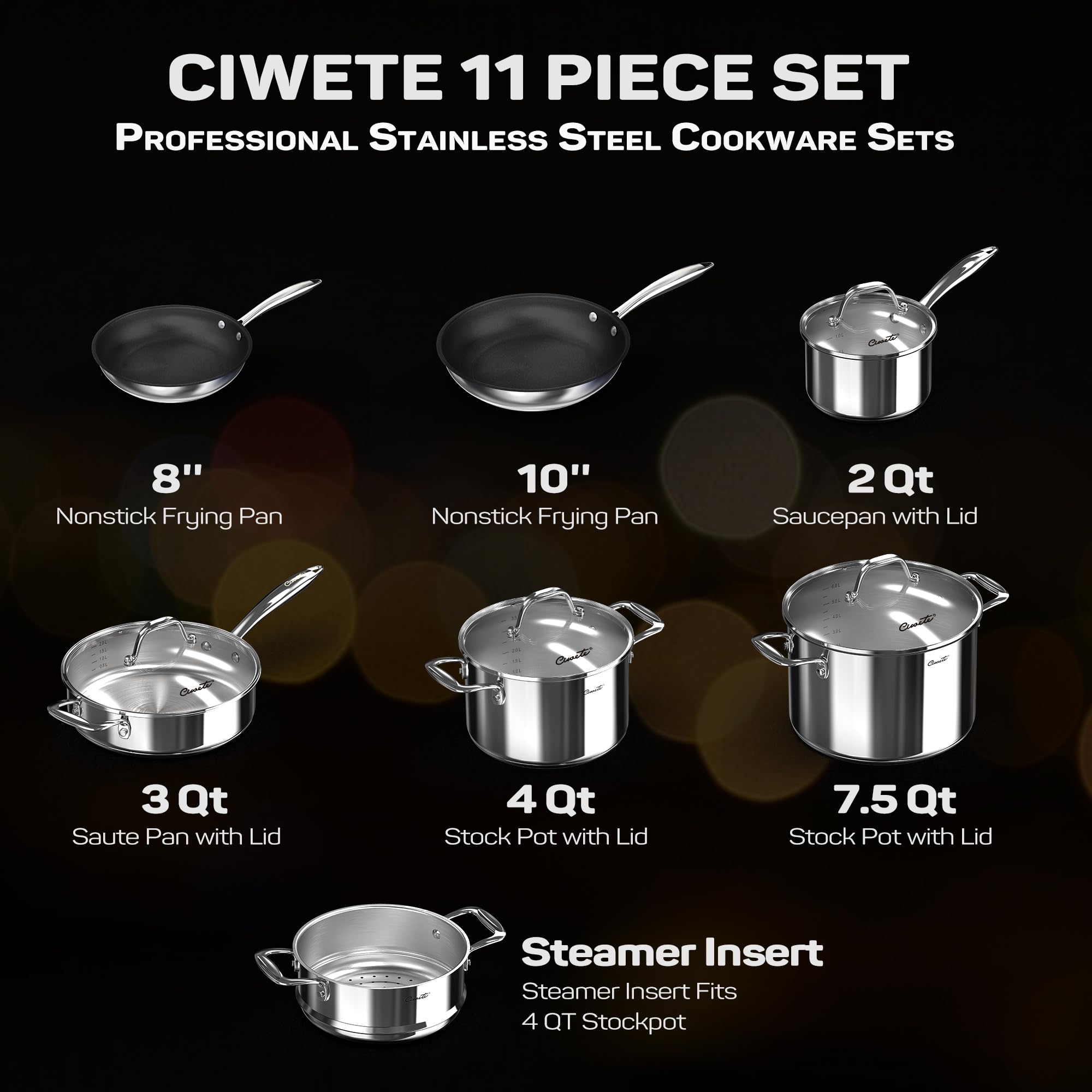 Ciwete 3.5 quart saucepan with helper handle for steady control