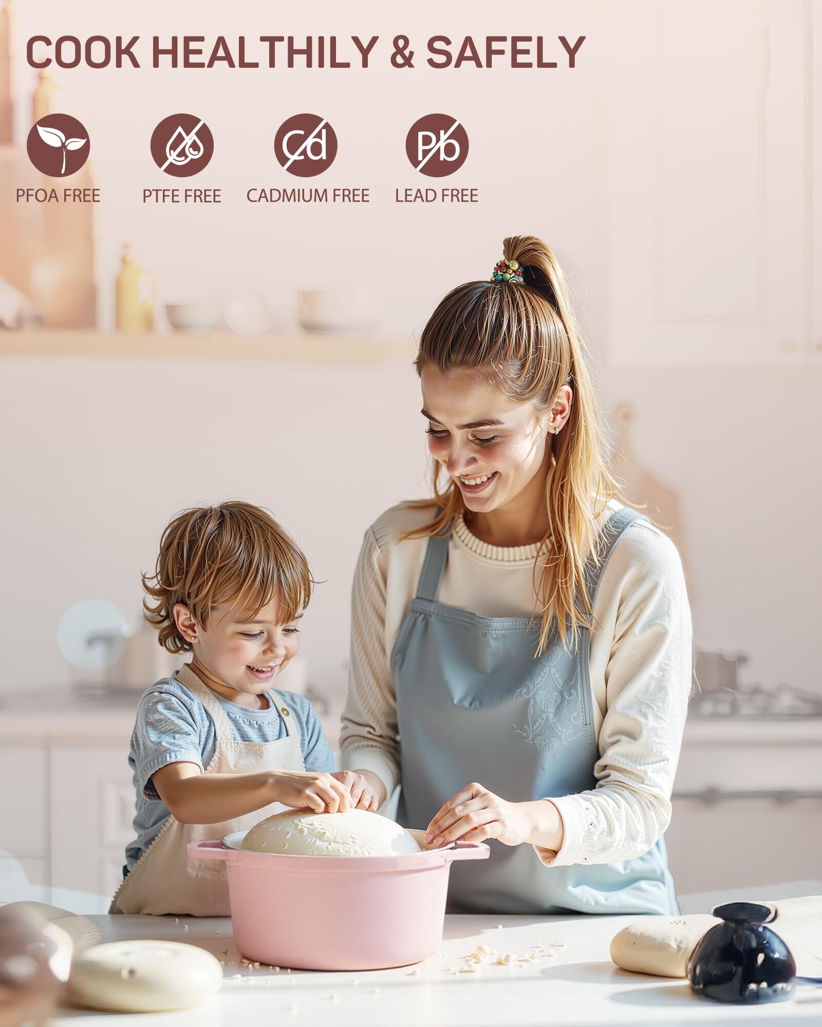 Ciwete 7-layer enamel coating promotes even heat distribution.