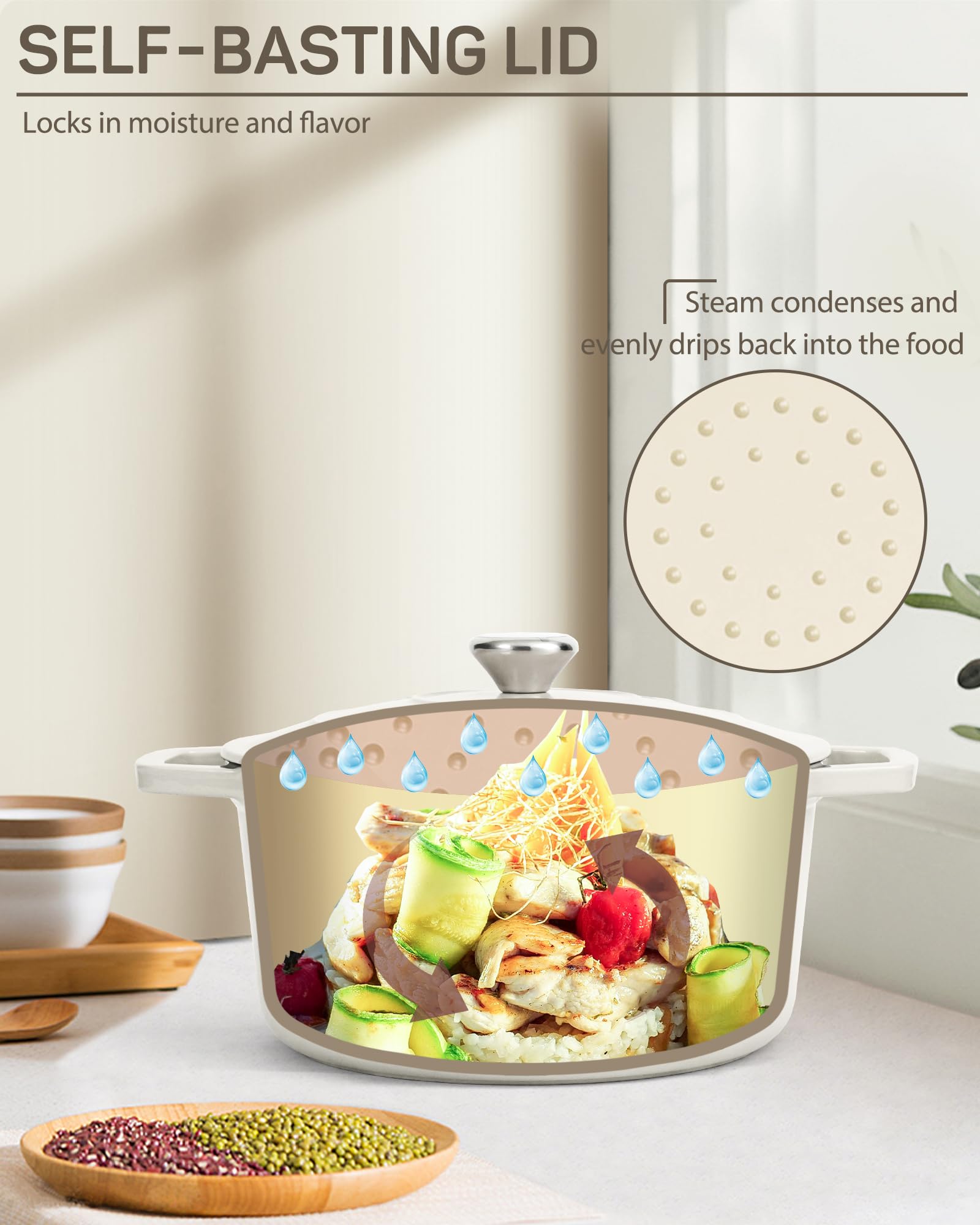 Ciwete oven-friendly pot suitable for bake and braise on various heat sources.