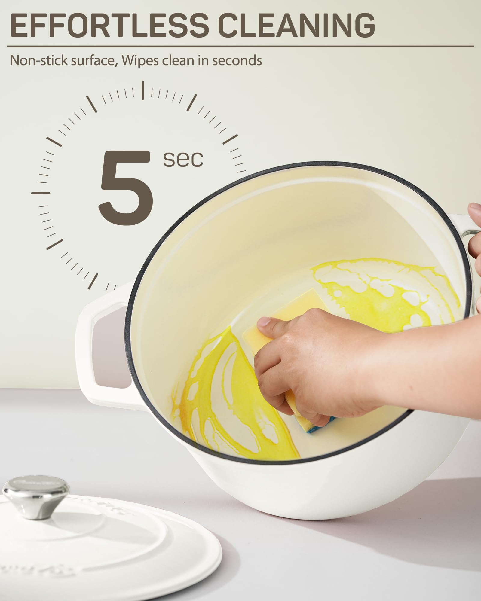 Ciwete enamel surface easy to wipe clean after meals.