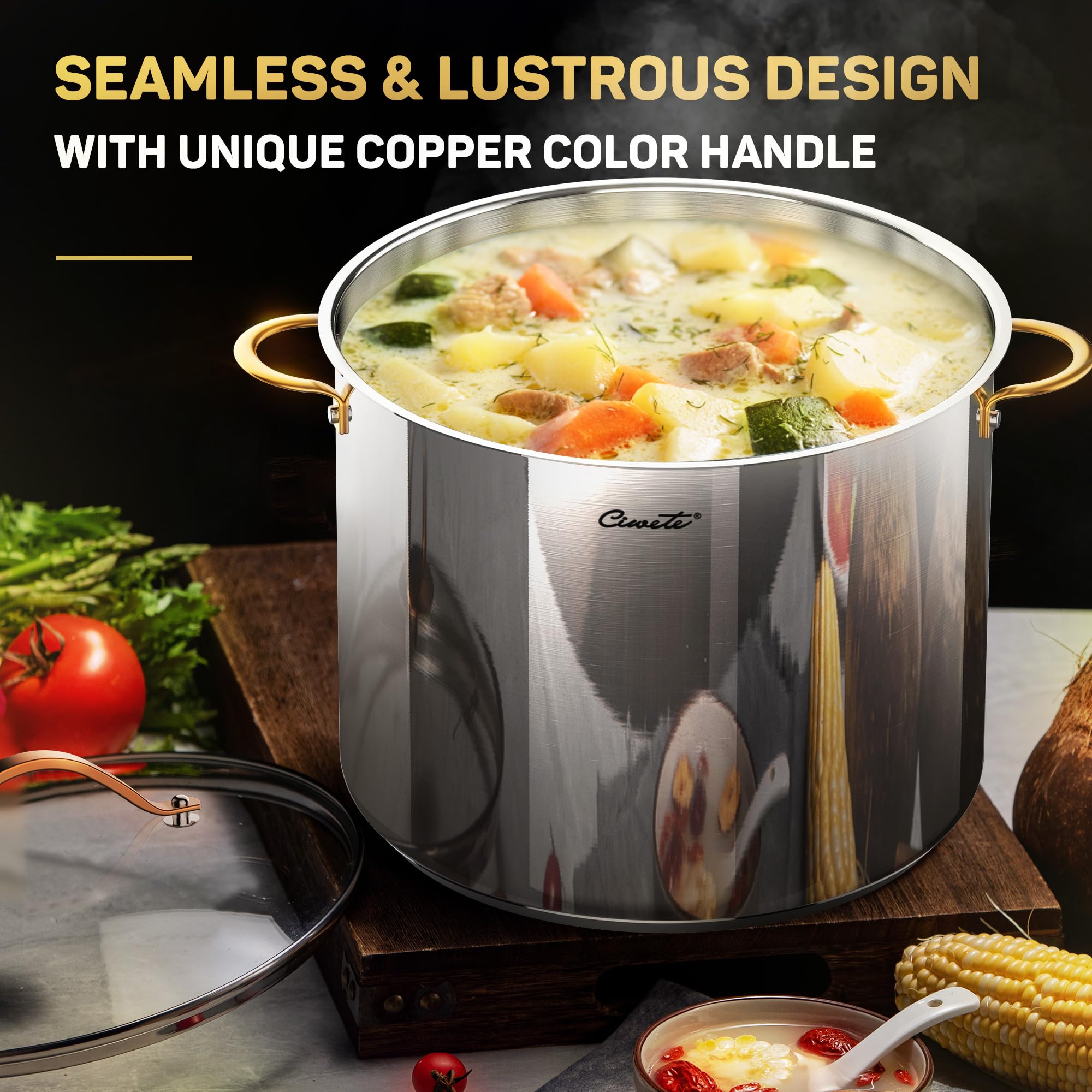 Ciwete stock pot on a stove shows versatile kitchen performance