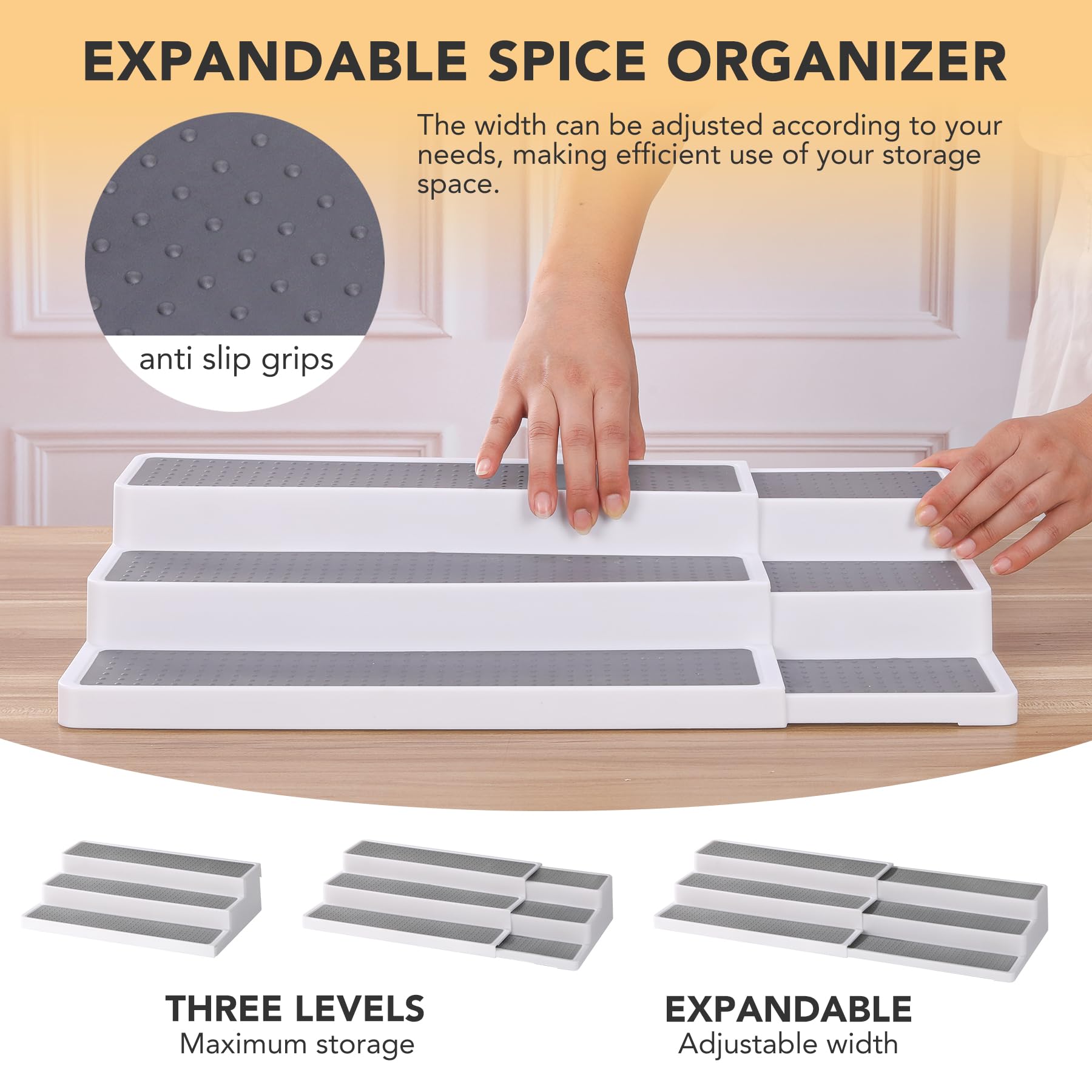 CiWiVOKi stepped-layout spice rack displaying organized jars by height