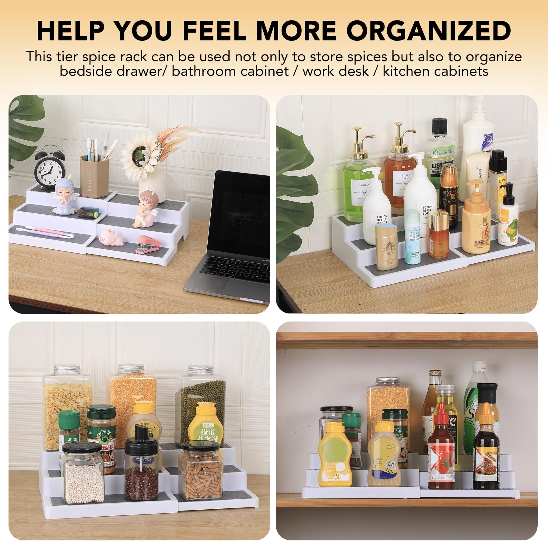 CiWiVOKi two-pack spice rack set saves space and expands storage.