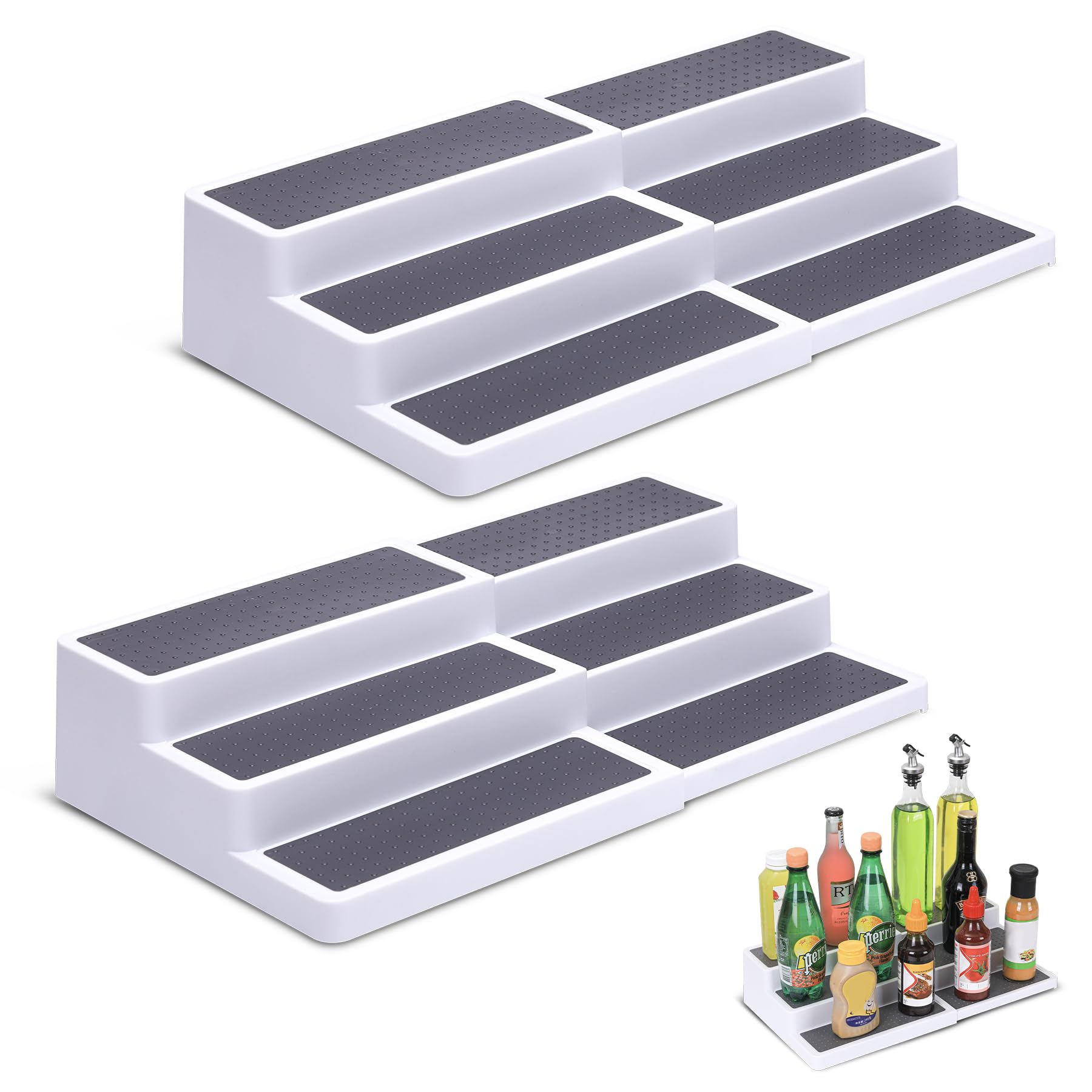 CiWiVOKi 3-tier extendable spice rack for clear spice display.