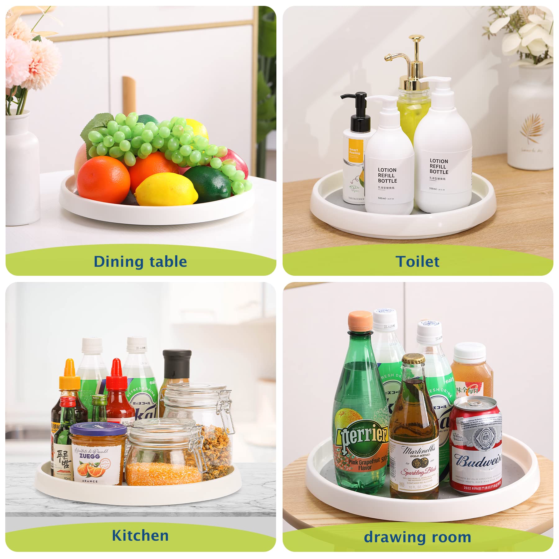 CiWiVOKi durable plastic lazy susan cleans easily and resists everyday wear.