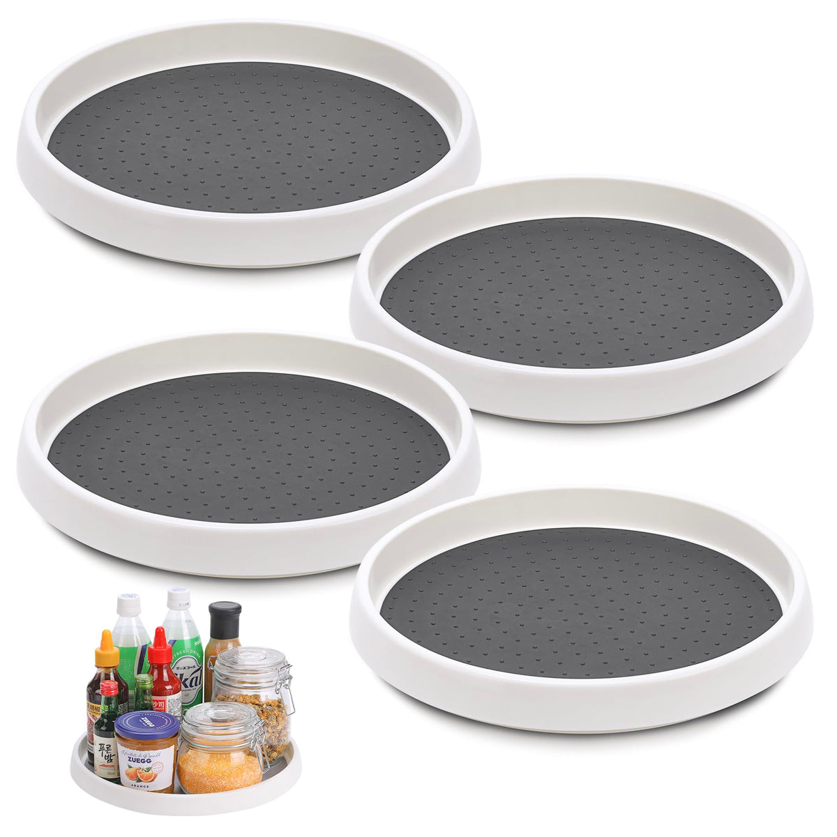 CiWiVOKi Lazy Susan 4-pack close-up showing non-slip beads for stability.