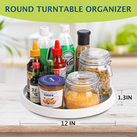 CiWiVOKi spice rack lazy susan provides easy access to jars and seasonings.