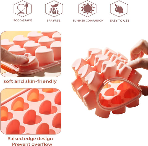 Ciyliwiyi BPA-free silicone heart tray for 48 cubes per tray