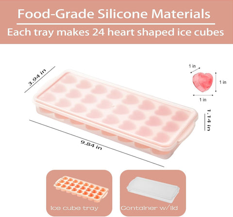 Ciyliwiyi two-pack heart-shaped trays with pink lids for easy storage