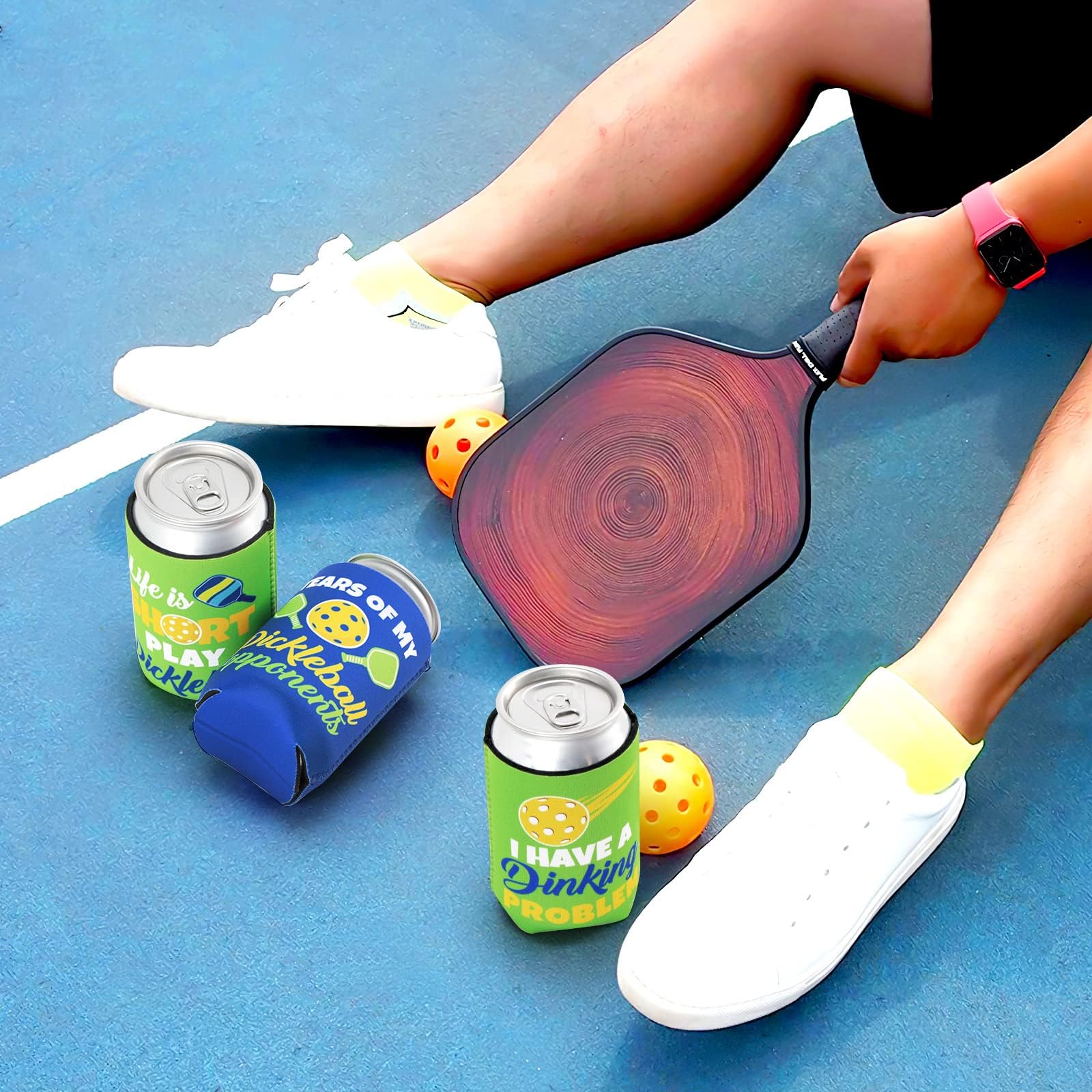 CiyvoLyeen pickleball can cooler saying-5 fits standard 12oz cans and bottles