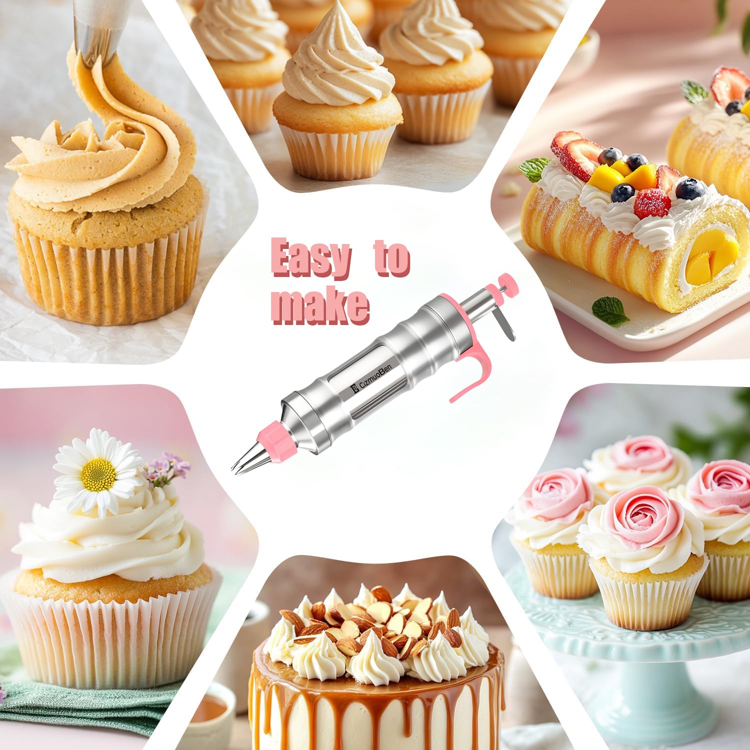 CizmuoBen cake decorating in action with rosettes and borders