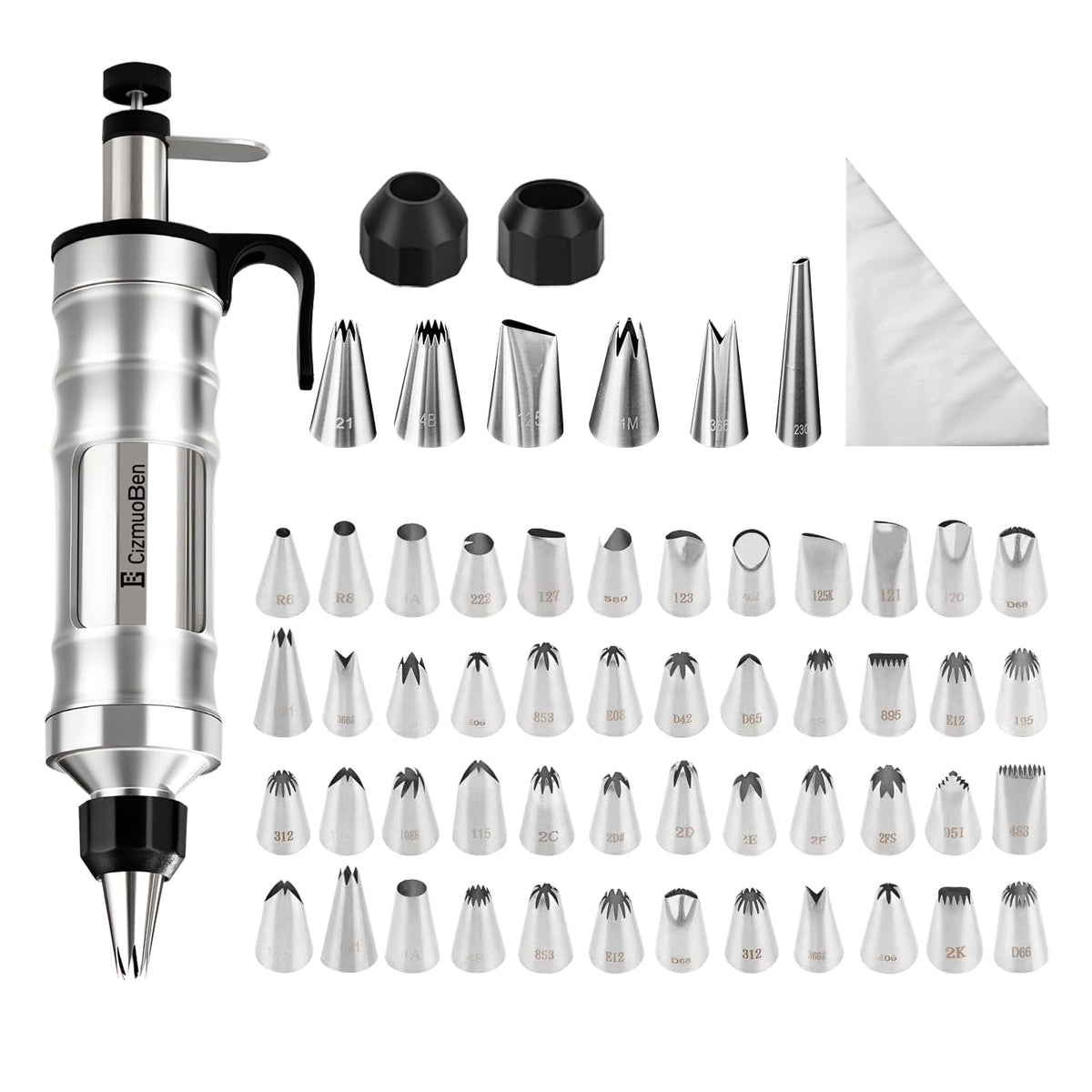 CizmuoBen dessert decorating syringe set kit viewed from above for precise cake design
