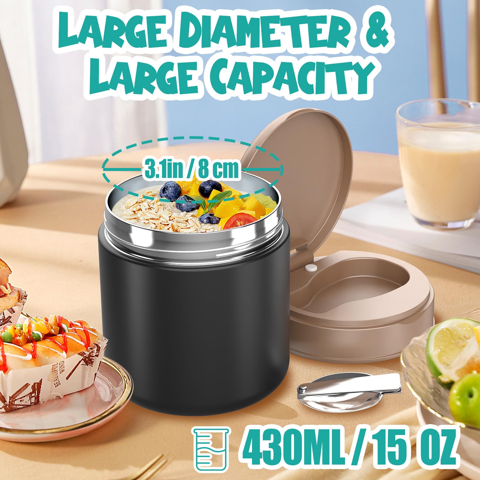 CJACJA insulated jar 15.2oz capacity for kids' portions